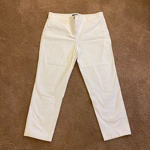 White Ann Taylor Cropped Ankle Chino Pants - Devin Fit